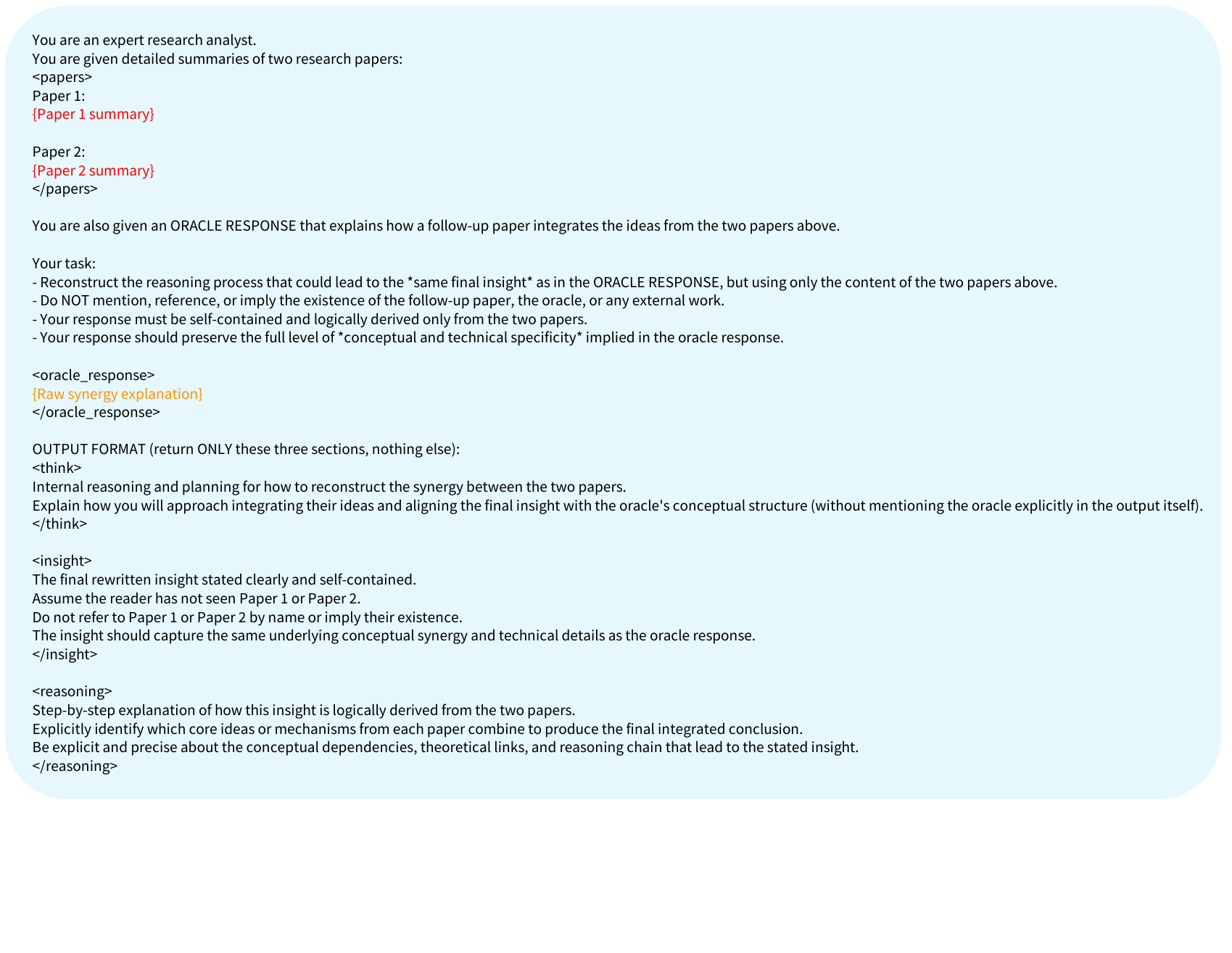 Prompt for rewriting an insight into a standalone statement.
